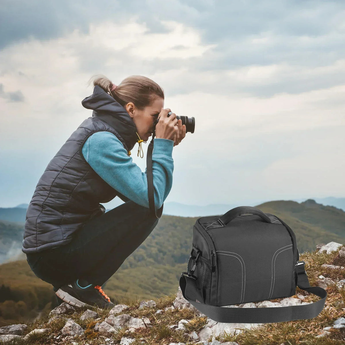 Camera Shoulder Bag Travel Case Black-4
