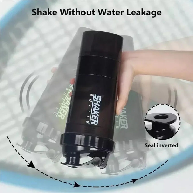 3-Layer Protein Shaker Bottle Black-3