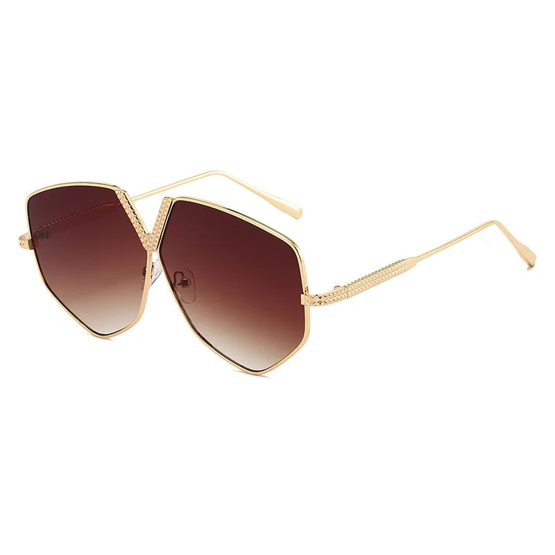 Radiant Gold Geometric Sunglasses-3