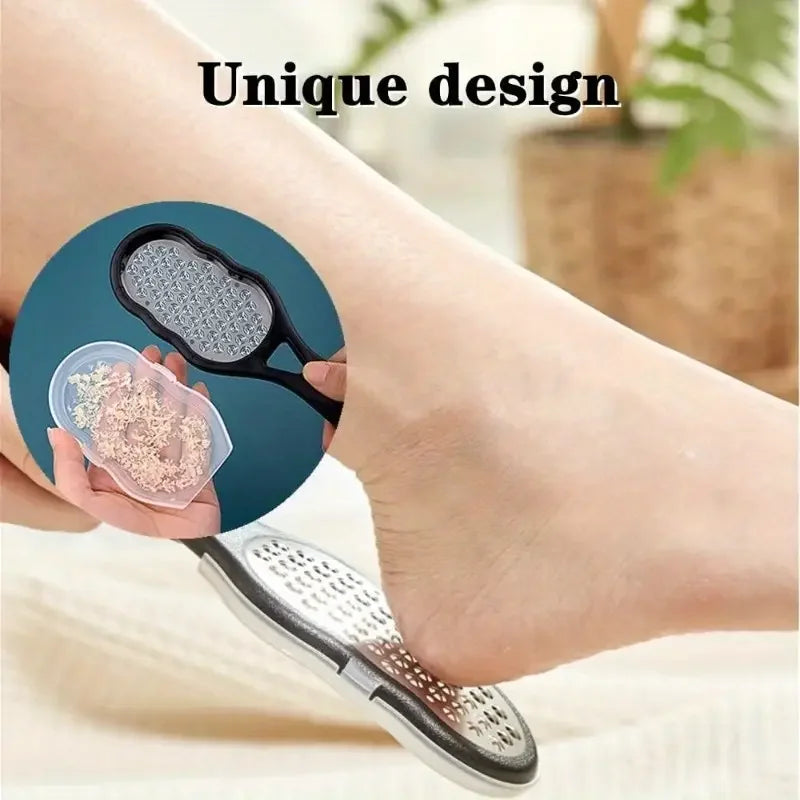 Stainless Steel Foot File - Anti-Splash Ergonomic File with Coarse/Fine Grit, Durable for Home Pedicure & Holiday Gift-1