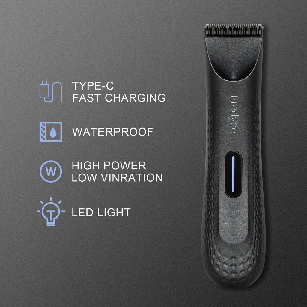 Electric Groin Hair Trimmer for Men,Body Groomer & Pubic Waterproof Hair Trimmer,Replaceable Ceramic Blade-3