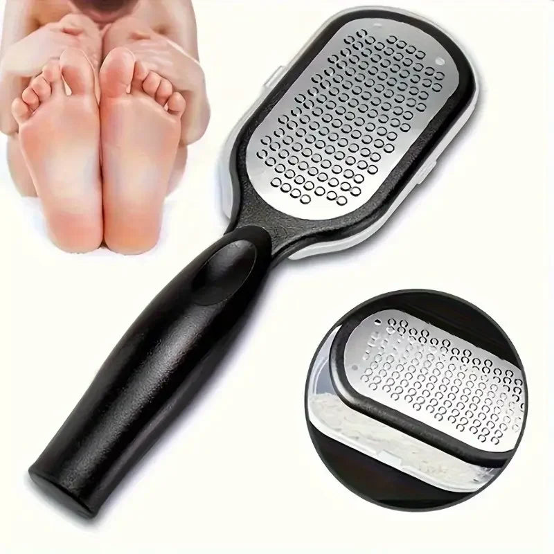 Stainless Steel Foot File - Anti-Splash Ergonomic File with Coarse/Fine Grit, Durable for Home Pedicure & Holiday Gift-2