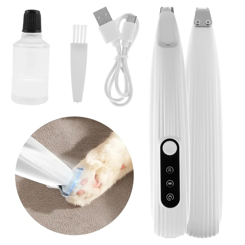 Pet Dog Paw Trimmer with LED Light Low Noise Shaver High-Speed Waterproof Dog Cat Hair Trimmer Clippers Cordless Grooming Tool-0