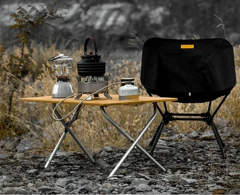 Bamboo Folding Camping Table 2-Fold Brown-2
