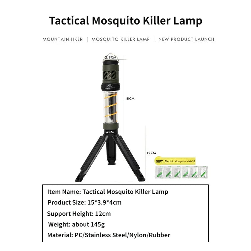 Tactical Outdoor Camping Mosquito Killer Lamp LED Flashlight Black-4