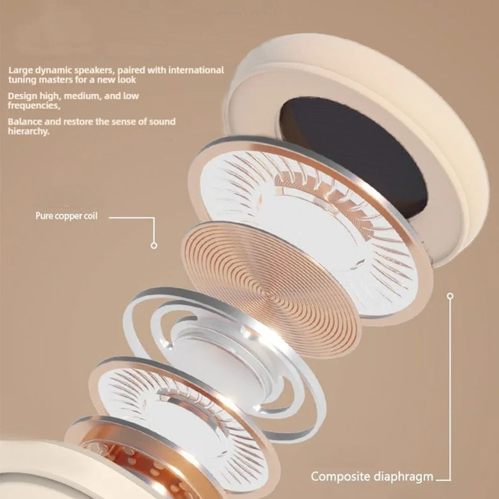 NNEOBA Wireless Bluetooth Over-Ear Headphone Beige-3