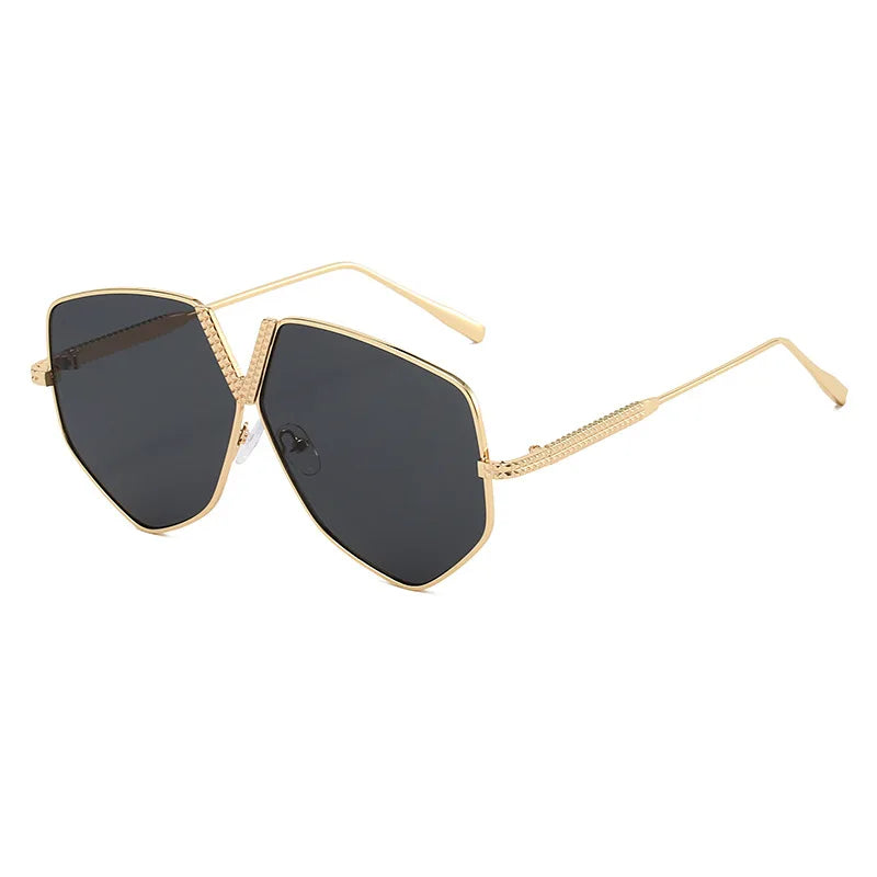 Radiant Gold Geometric Sunglasses-6