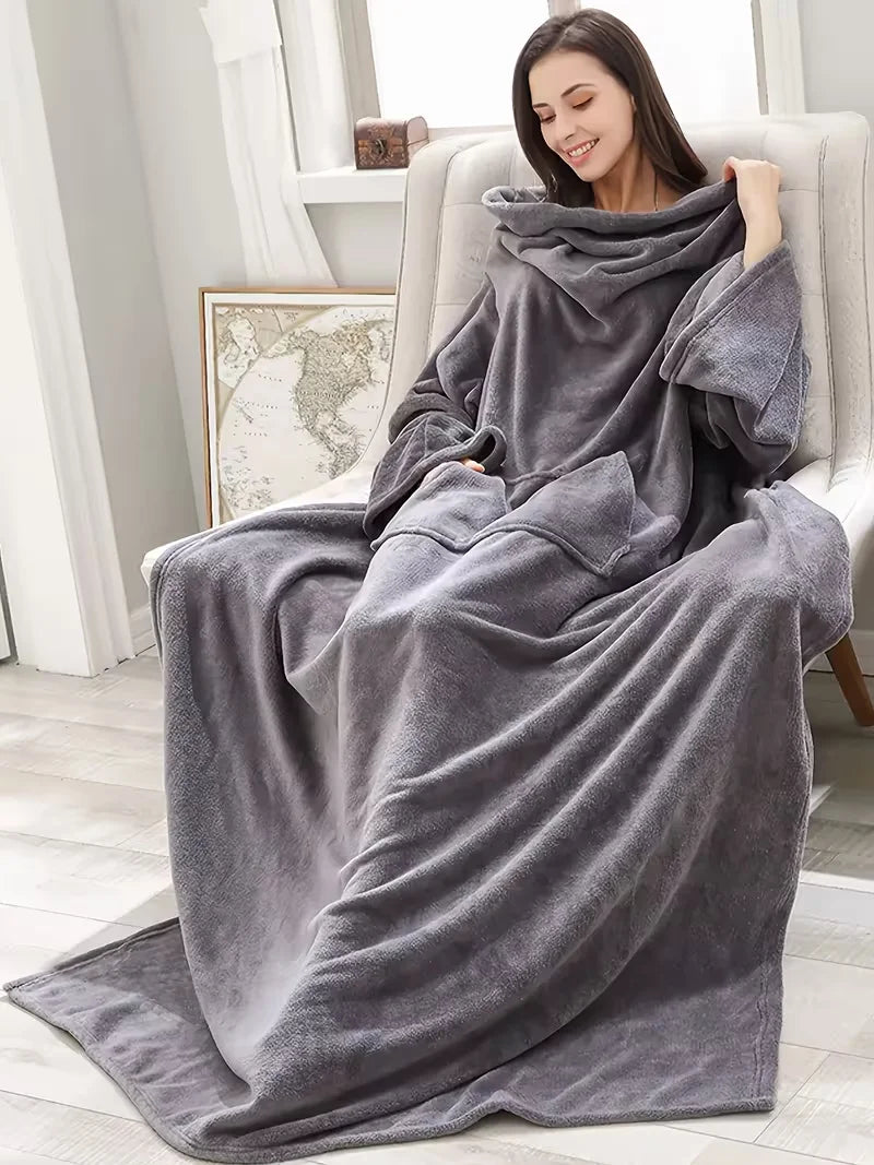 Wearable Flannel TV Blanket-2