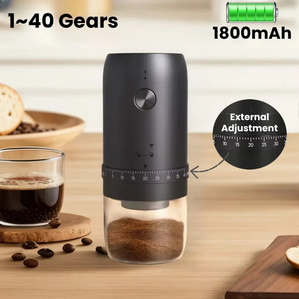 1800mAh Electric Coffee Grinder 40 Level Adjustable Burr Grinder Black-1