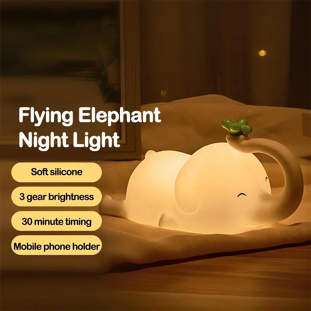 Adorable Elephant Silicone Night Light-2