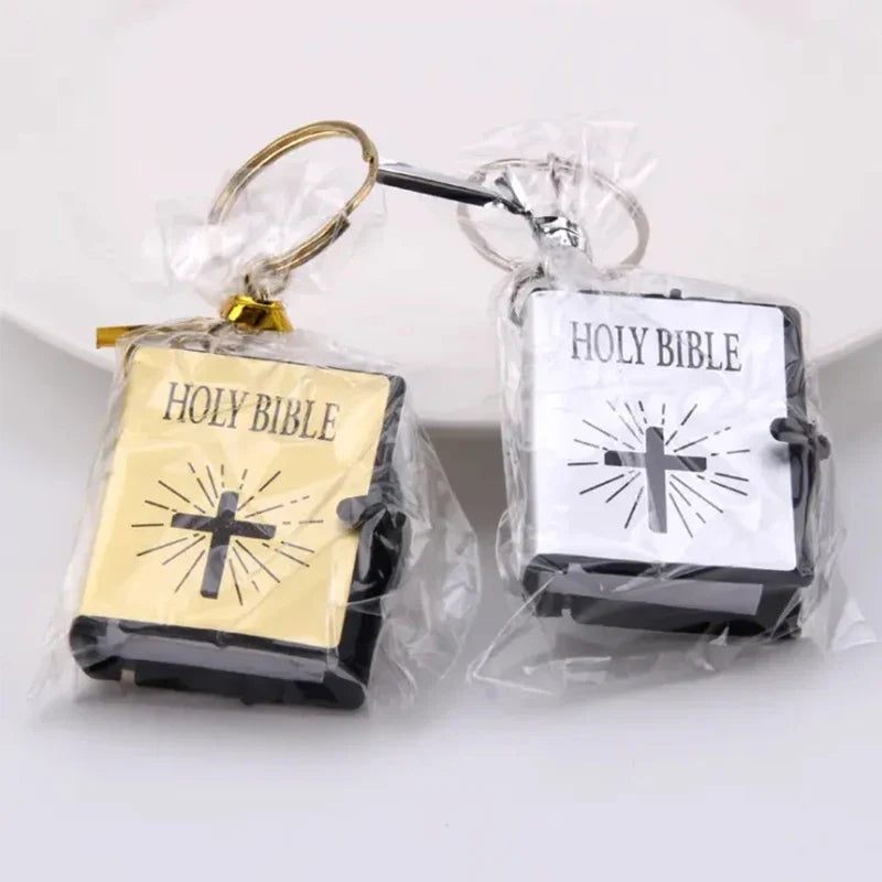 Fashion Holy Bible Keychain Mini Christian English Book Key Ring For Gift-3