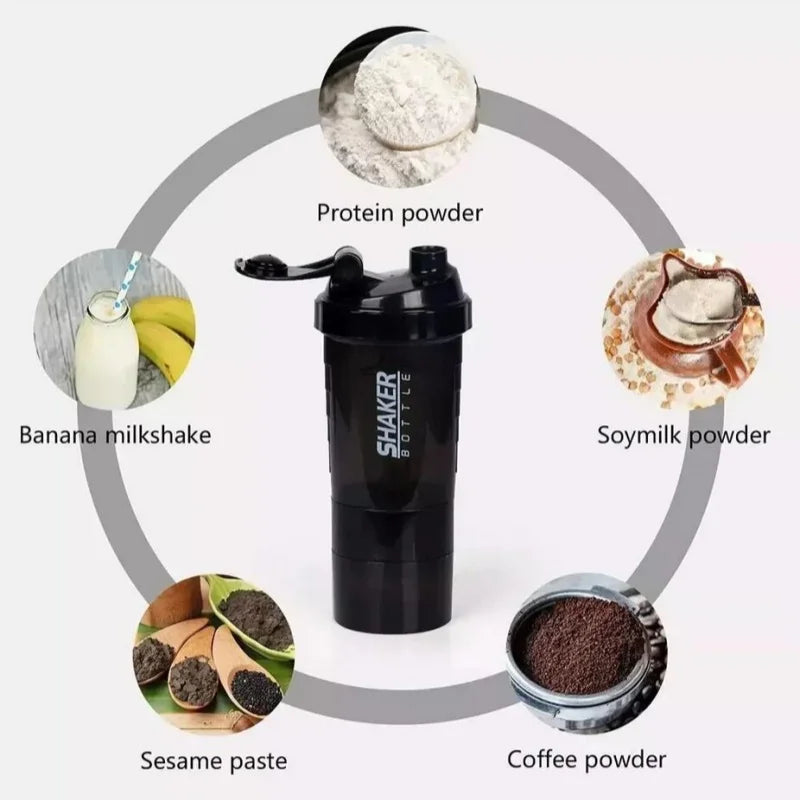 3-Layer Protein Shaker Bottle Black-2