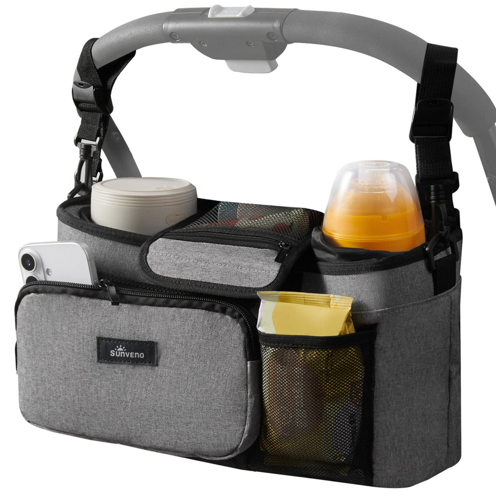 SUNVENO Universal Stroller Organizer with Cup Holders, Detachable Parent Pouch & Shoulder Strap-0