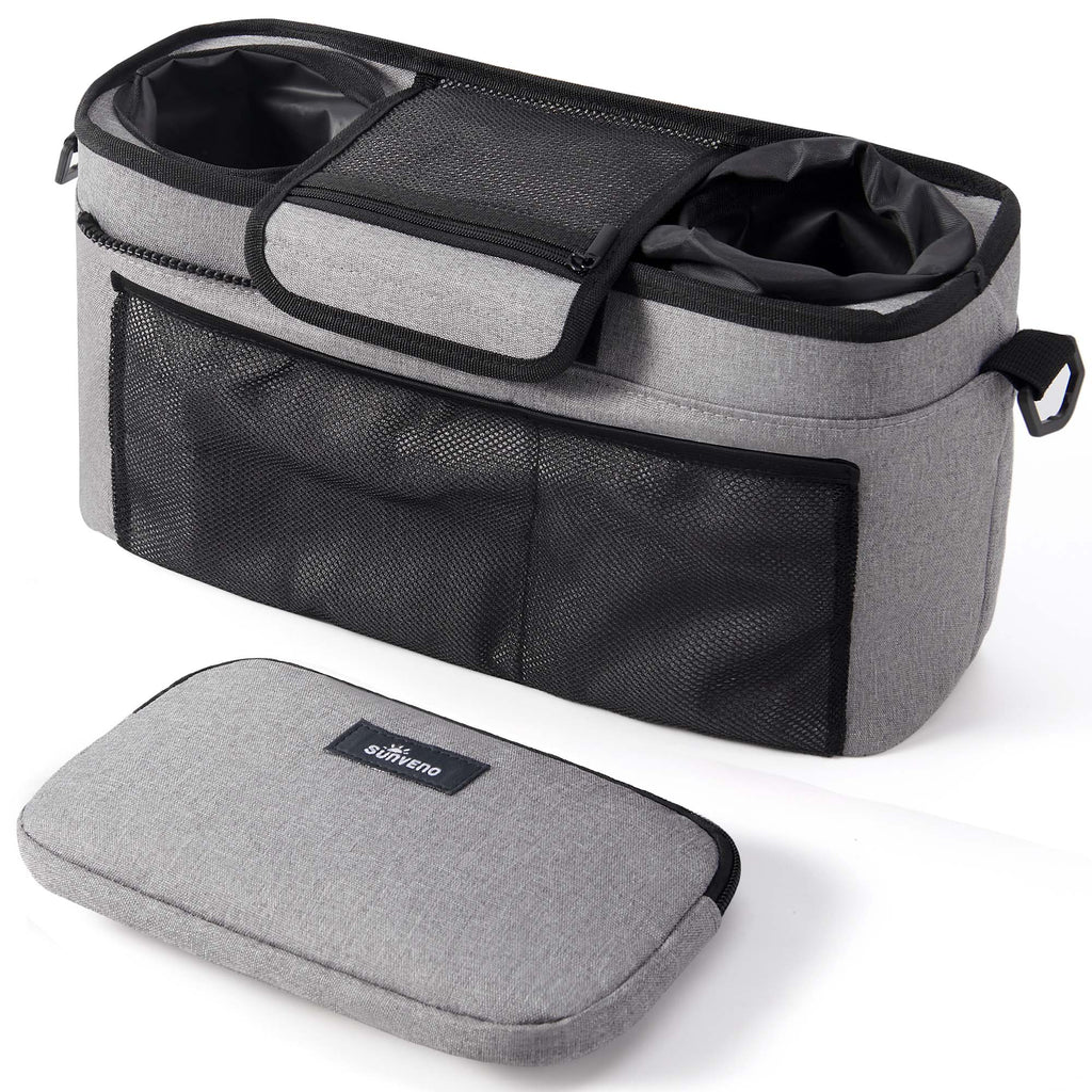 SUNVENO Universal Stroller Organizer with Cup Holders, Detachable Parent Pouch & Shoulder Strap-2