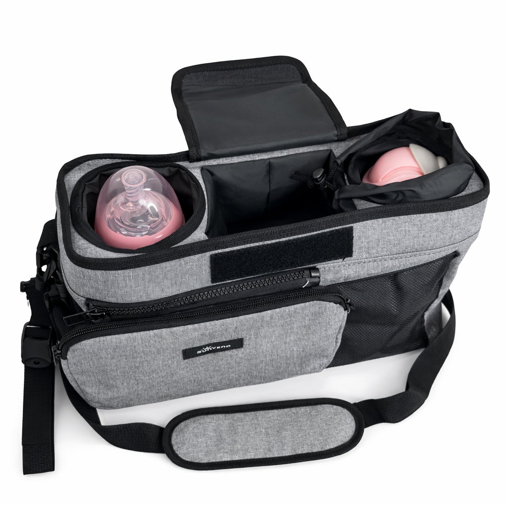 SUNVENO Universal Stroller Organizer with Cup Holders, Detachable Parent Pouch & Shoulder Strap-3