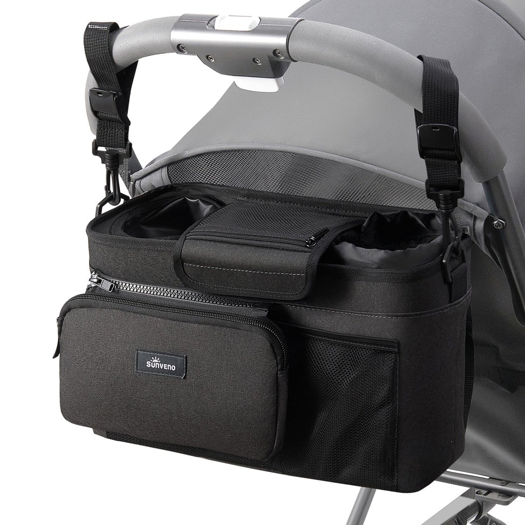 SUNVENO Universal Stroller Organizer with Cup Holders, Detachable Parent Pouch & Shoulder Strap-5