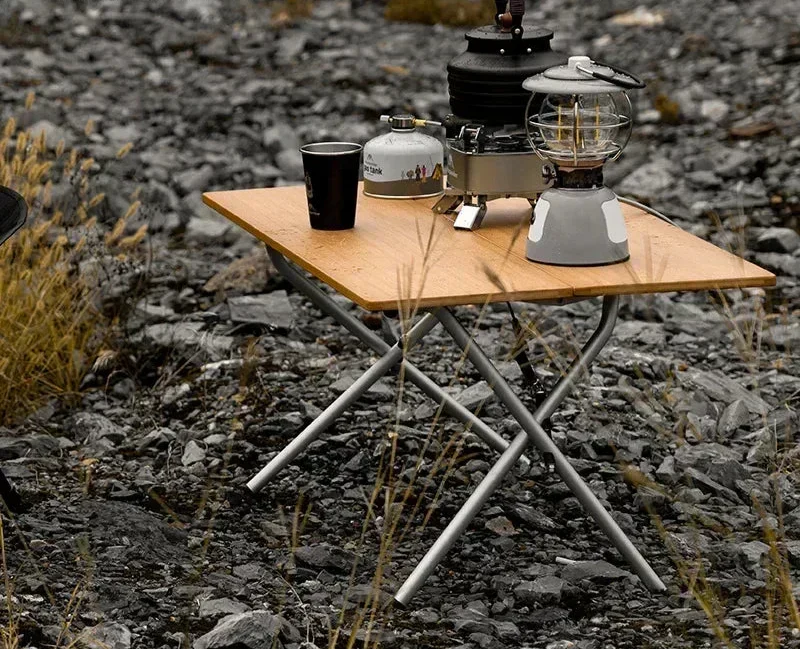 Bamboo Folding Camping Table 2-Fold Brown-3