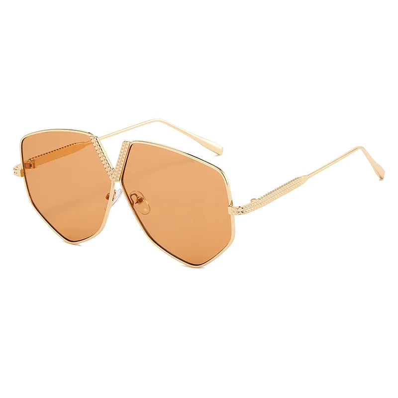 Radiant Gold Geometric Sunglasses-4
