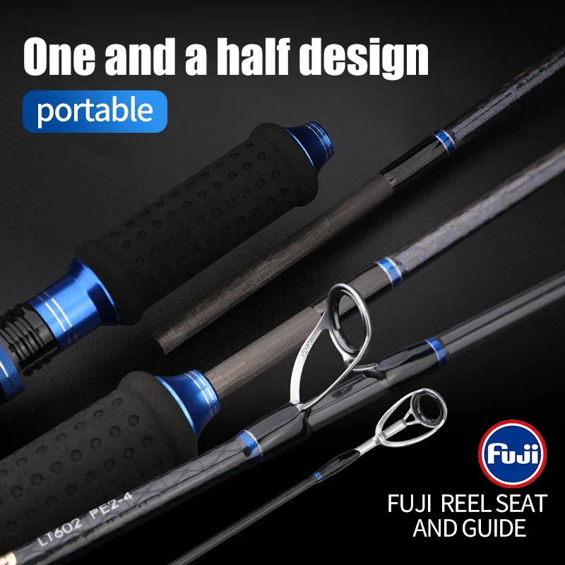 2-Section Carbon Fiber Fast Jigging Rod PE2-4 Spinning Rod Black-1