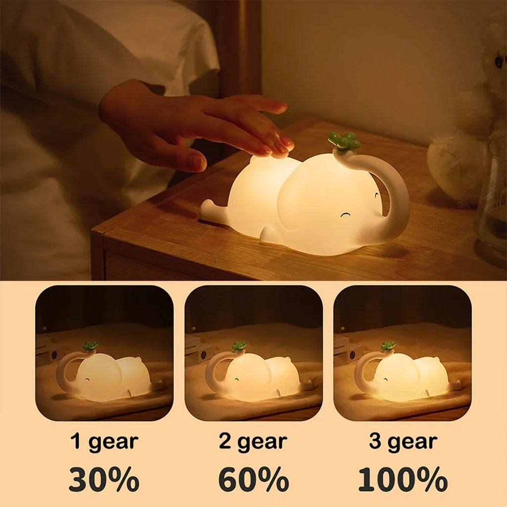 Adorable Elephant Silicone Night Light-3