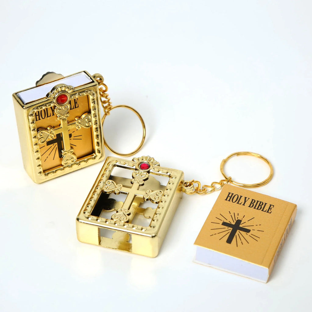 Fashion Holy Bible Keychain Mini Christian English Book Key Ring For Gift-0