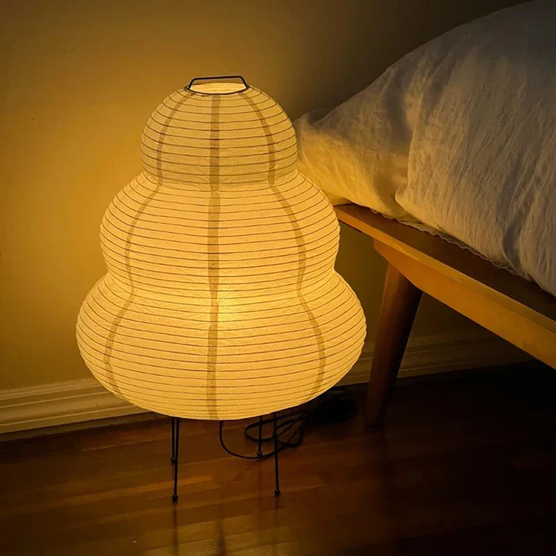 LED Rice Paper Desk Lamp Tricolor Dimming Bedside Light White-1
