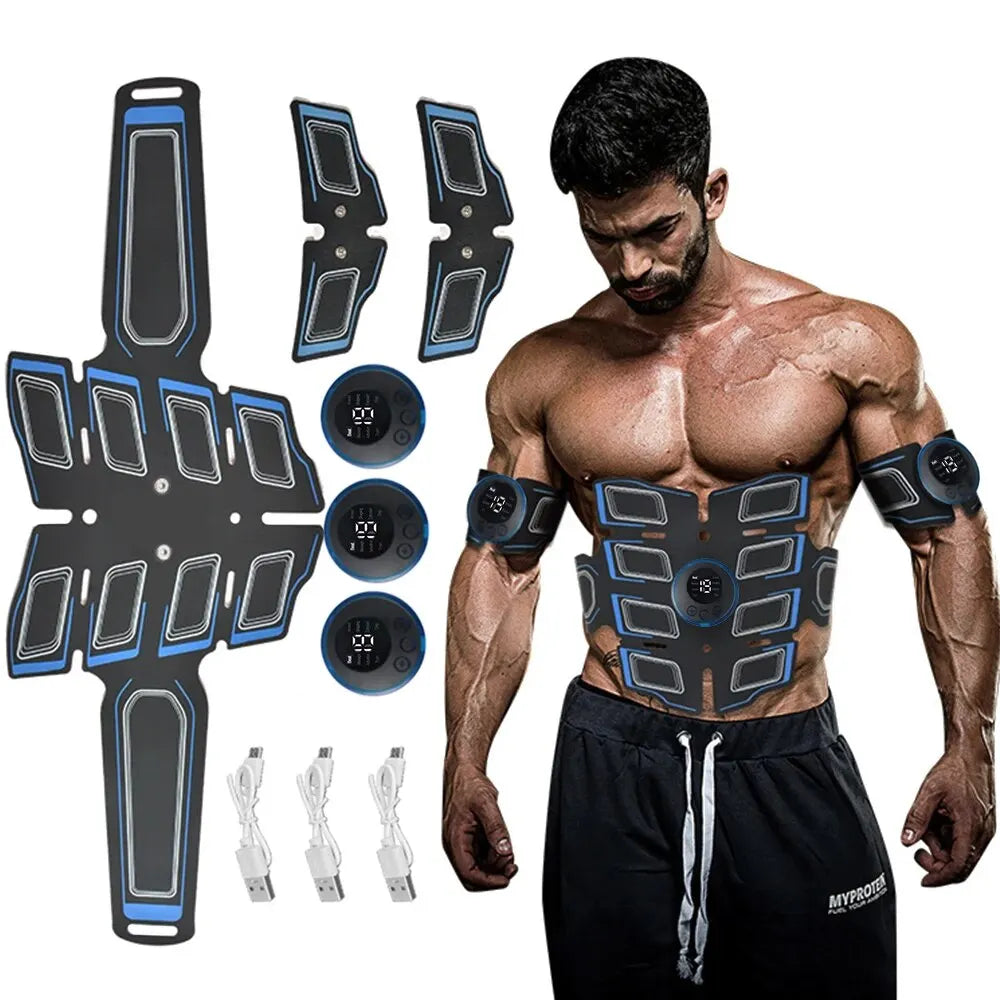 Abdominal Muscle Trainer EMS Fitness Belt Blue-1