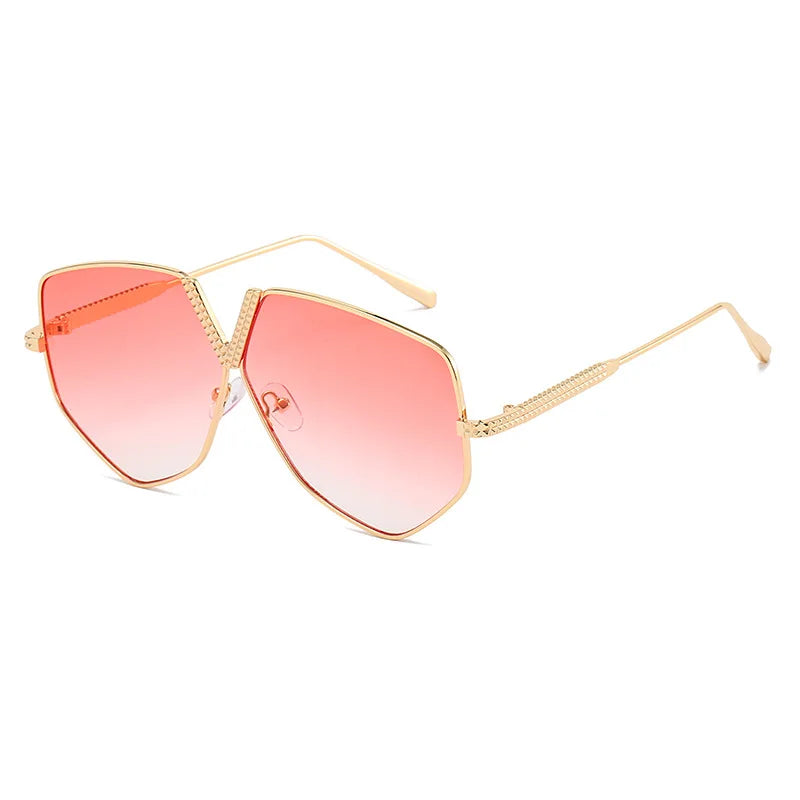 Radiant Gold Geometric Sunglasses-5