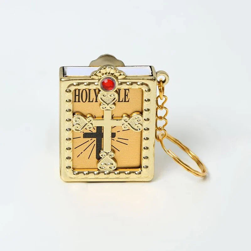 Fashion Holy Bible Keychain Mini Christian English Book Key Ring For Gift-5