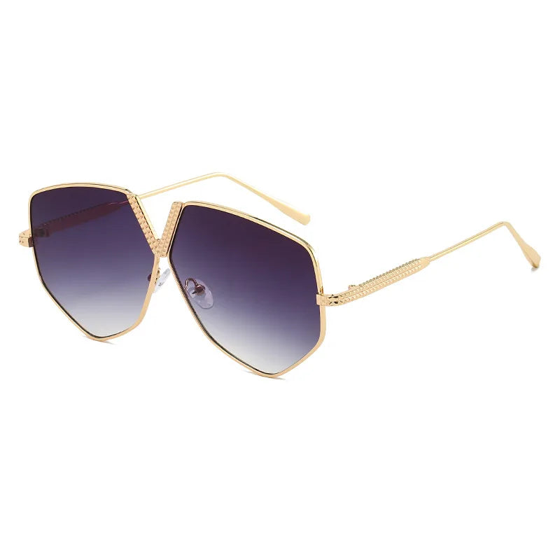 Radiant Gold Geometric Sunglasses-2
