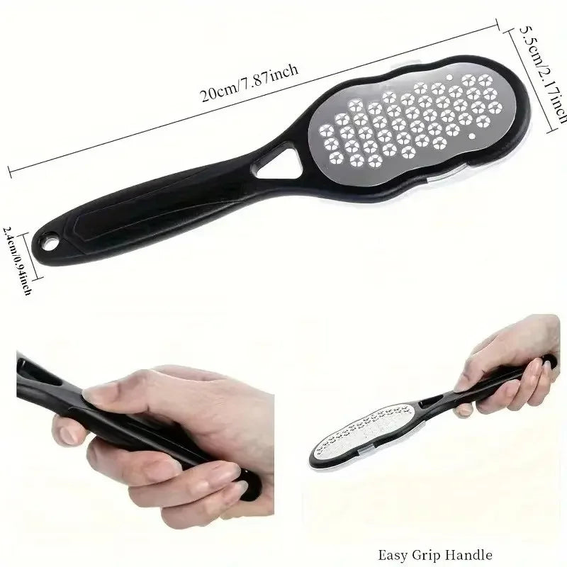 Stainless Steel Foot File - Anti-Splash Ergonomic File with Coarse/Fine Grit, Durable for Home Pedicure & Holiday Gift-3