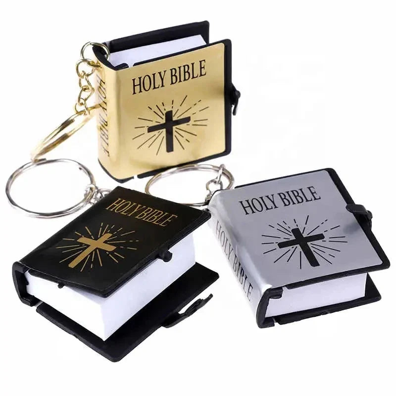 Fashion Holy Bible Keychain Mini Christian English Book Key Ring For Gift-2