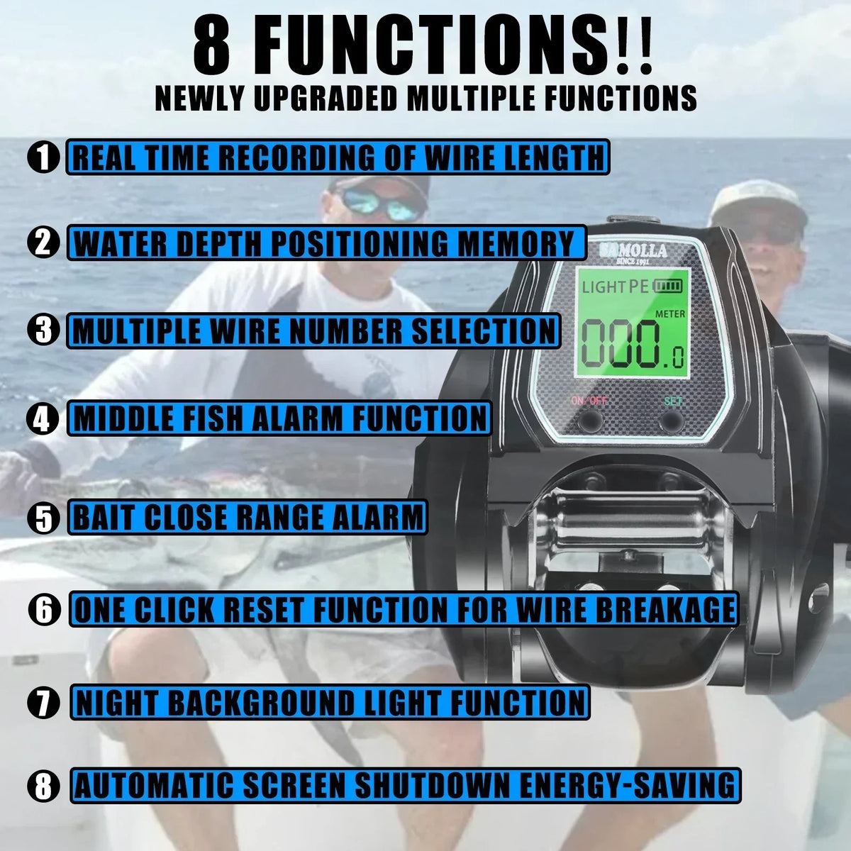 Large Electronic Baitcasting Reel Digital Display Right Hand Black-1