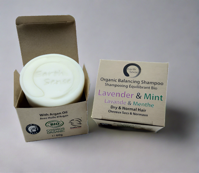 Organic Certified Balancing Solid Shampoo - Lavender & Mint - Dry & all Hair Types 60g-0