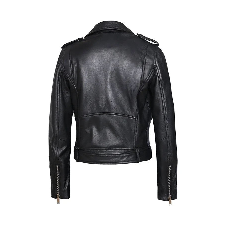 Snerva Womens Nappa Asymmetric Moto Leather Jacket