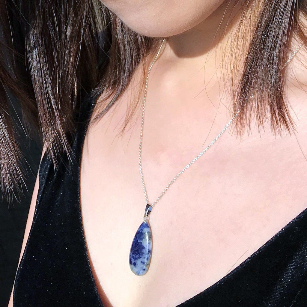 Sodalite Sterling Silver Necklace, Sodalite Pendant Necklace, Gemstone Necklace | by nlanlaVictory-1