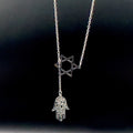 Star of David and Hamsa Drop Necklace-0