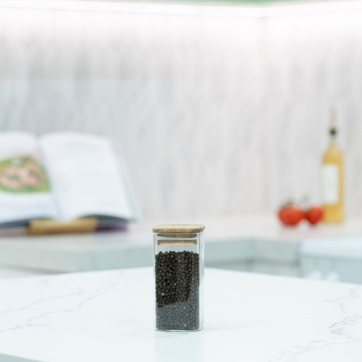 Square Acacia Spice Jars – 3 Sizes-2