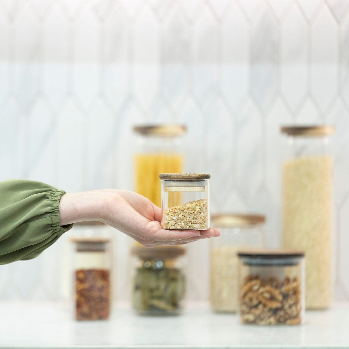 Square Acacia Spice Jars – 3 Sizes-4