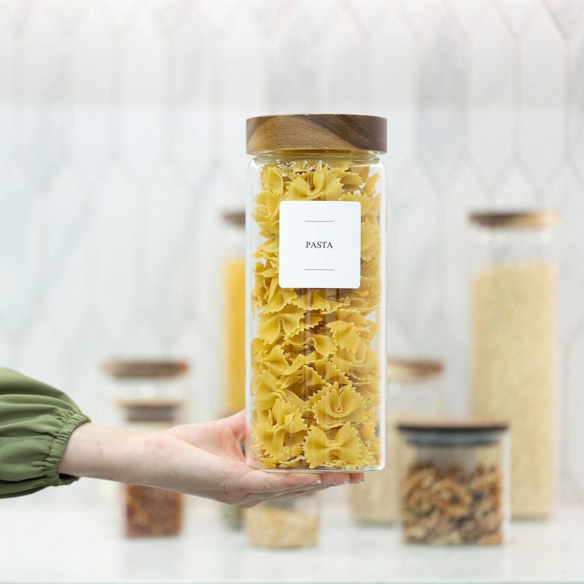Screw Top Glass Jars - Acacia Glass Storage Jars - 5 Sizes-1