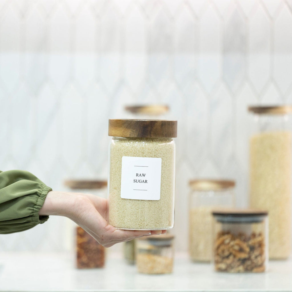Screw Top Glass Jars - Acacia Glass Storage Jars - 5 Sizes-3