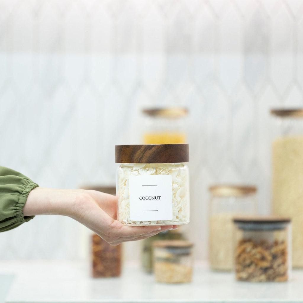 Screw Top Glass Jars - Acacia Glass Storage Jars - 5 Sizes-4