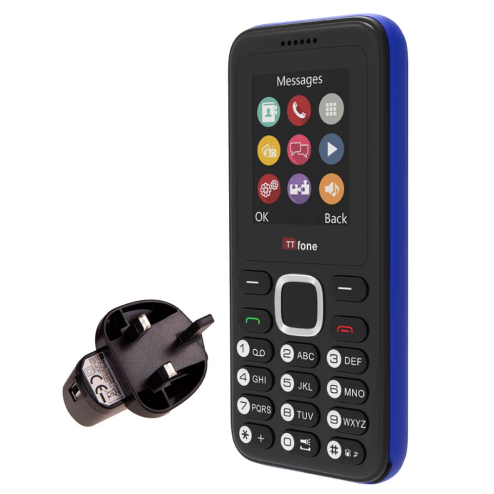 TTfone TT150 Blue Dual SIM with Mains Charger, Giffgaff Pay As You Go-0