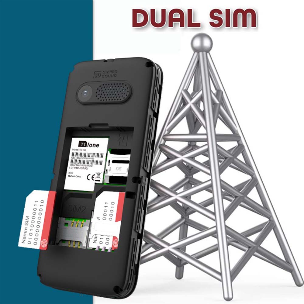 TTfone TT150 Blue Dual SIM with Mains Charger, Giffgaff Pay As You Go-1