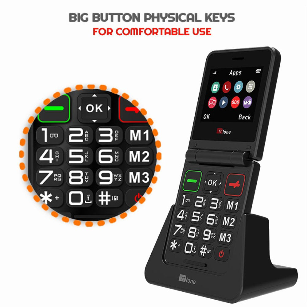 Used - TT660 Flip Mobile with Type-C Cable, Giffgaff SIM-3