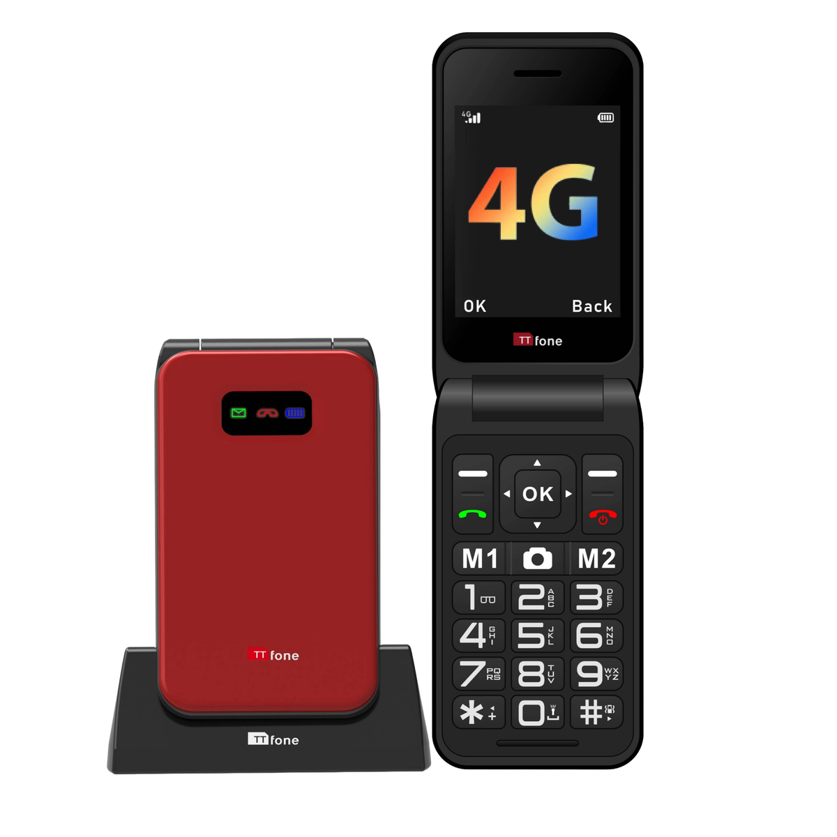 Used - TTfone TT760 4G Red with Dock Charger, Vodafone SIM-0