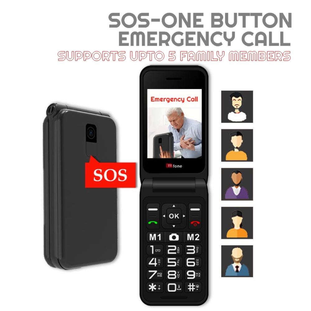 TTfone Red TT760 4G Flip 4G Mobile with Mains Charger, Vodafone SIM-4