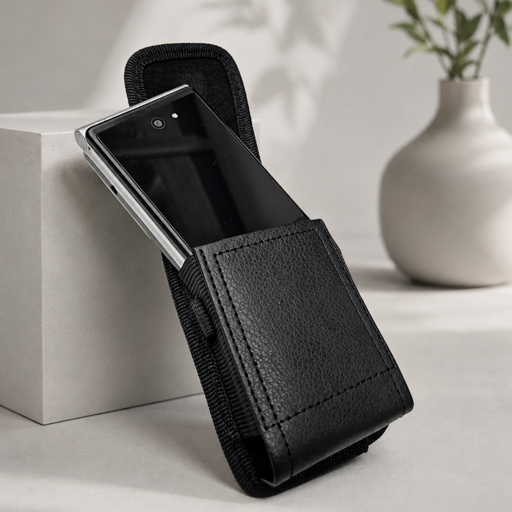 TTfone TTCD5 Faux Leather Holster Case for TT990 – Protective Carry Pouch with Belt Loop, Carabiner Clip & Secure Fastening-2
