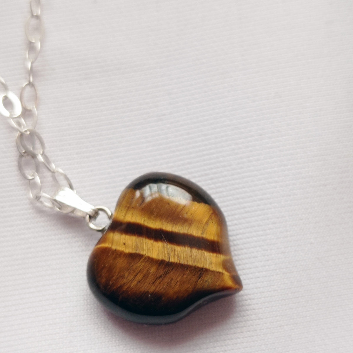 Tiger Eye Bracelet, Sterling Silver Heart Bracelet, Heart Charm Bracelet | by nlanlaVictory-3