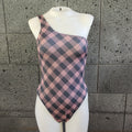 Loco Boutique Palaka One-Shoulder Plaid One-Piece Swimsuit